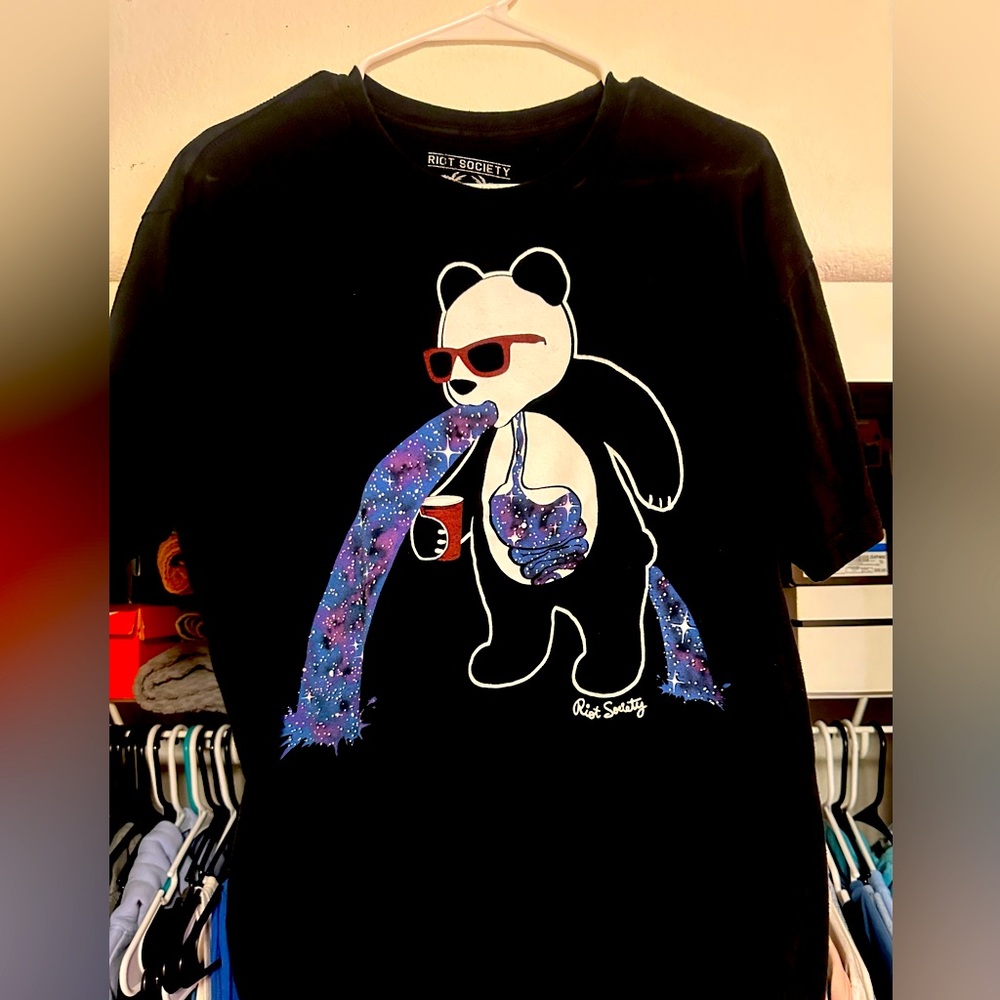 Riot Society Black Panda T-shirt Men's XL